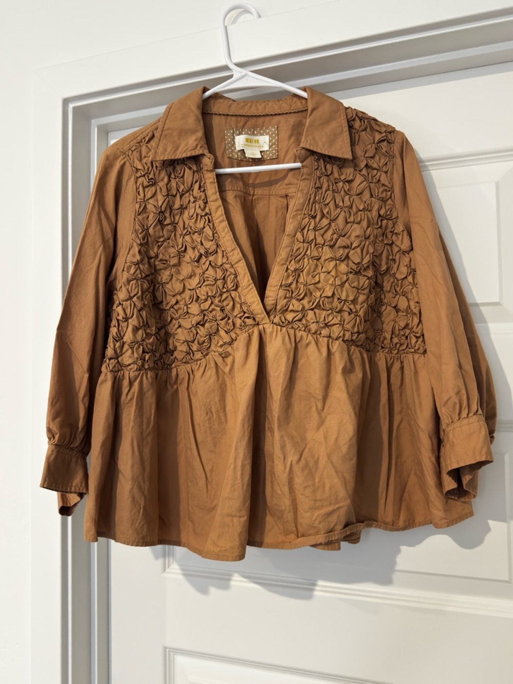 Anthropologie Maeve Smocked Babydoll Top blouse - Picture 2 of 6